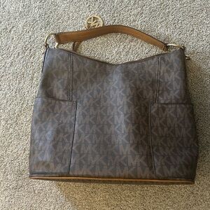 Michael Kors, Brown, MK print Shoulder Bag
